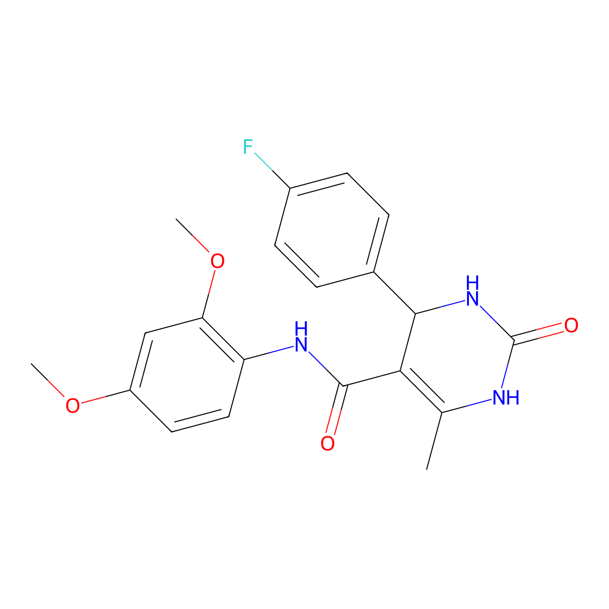N-(2,4-dimethoxyphenyl)-4-(4-fluorophenyl)-6-methyl-2-oxo-1,2,3,4-tetrahydropyrimidine-5-carboxamide molecular structure, CAS 380445-73-8