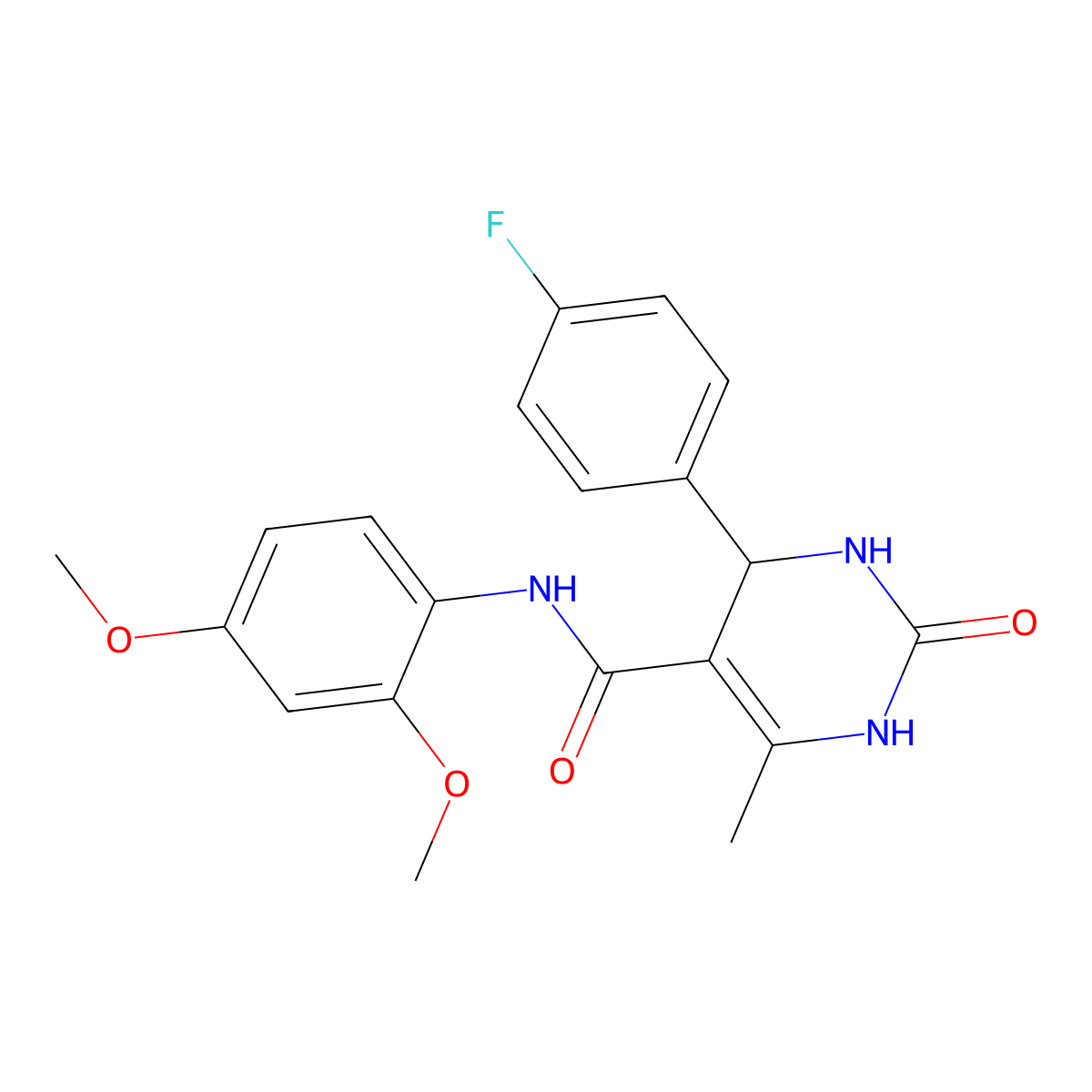 N-(2,4-dimethoxyphenyl)-4-(4-fluorophenyl)-6-methyl-2-oxo-1,2,3,4-tetrahydropyrimidine-5-carboxamide molecular structure, CAS 380445-73-8