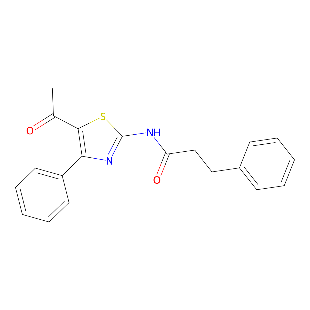 N-(5-acetyl-4-phenyl-1,3-thiazol-2-yl)-3-phenylpropanamide molecular structure, CAS 380445-75-0