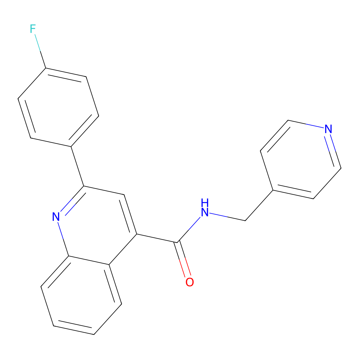 2-(4-fluorophenyl)-N-(pyridin-4-ylmethyl)quinoline-4-carboxamide molecular structure, CAS 380445-86-3