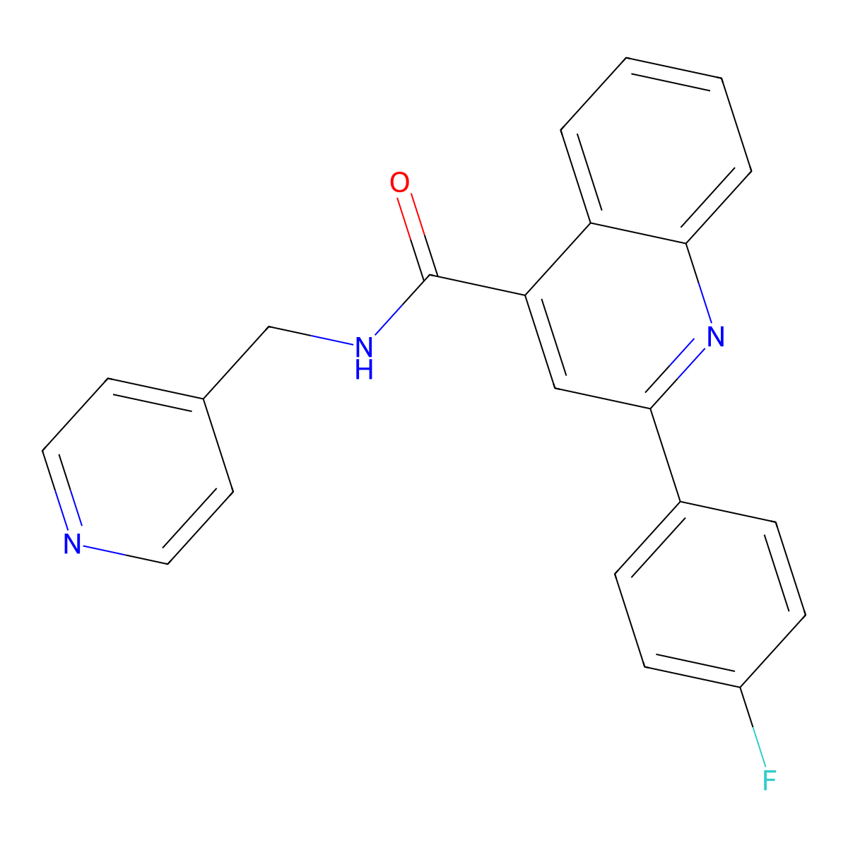 2-(4-fluorophenyl)-N-(pyridin-4-ylmethyl)quinoline-4-carboxamide molecular structure, CAS 380445-86-3