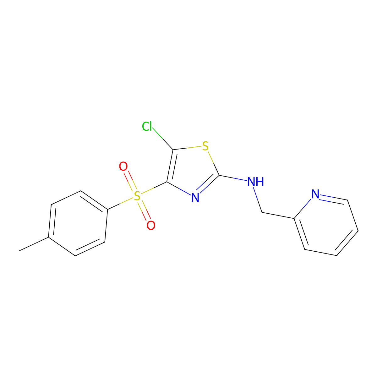 5-chloro-4-(4-methylbenzenesulfonyl)-N-[(pyridin-2-yl)methyl]-1,3-thiazol-2-amine molecular structure, CAS 380446-23-1
