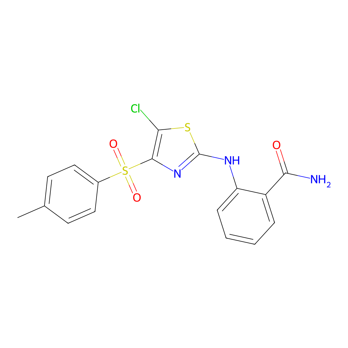 2-((5-Chloro-4-tosylthiazol-2-yl)amino)benzamide molecular structure, CAS 380446-27-5