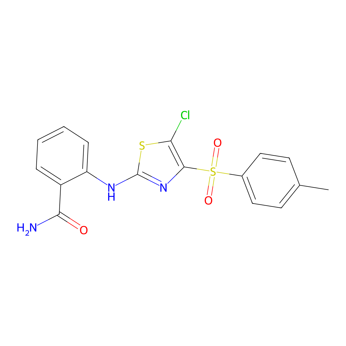 2-((5-Chloro-4-tosylthiazol-2-yl)amino)benzamide molecular structure, CAS 380446-27-5