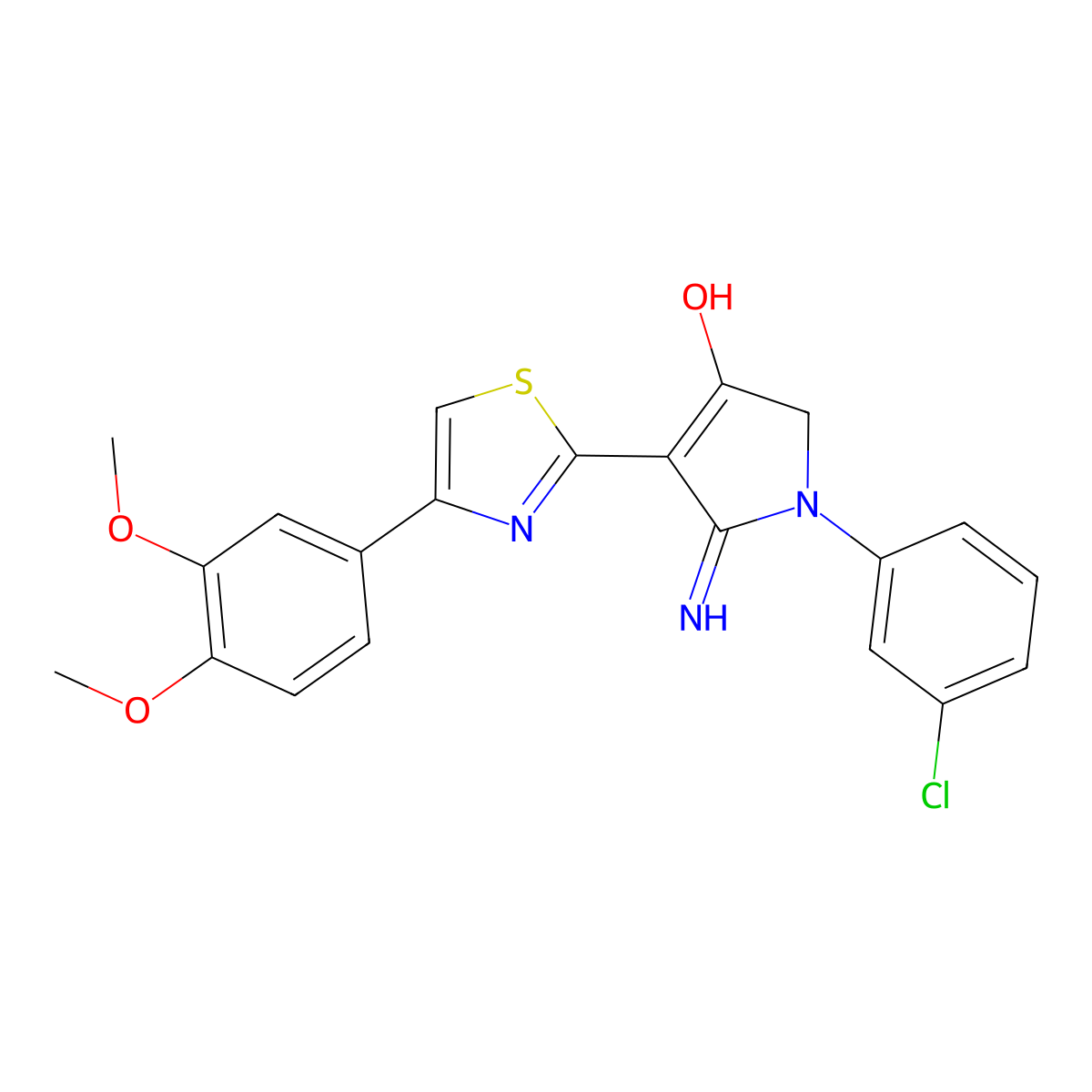 5-amino-1-(3-chlorophenyl)-4-[4-(3,4-dimethoxyphenyl)-1,3-thiazol-2-yl]-1,2-dihydro-3H-pyrrol-3-one molecular structure, CAS 380446-30-0