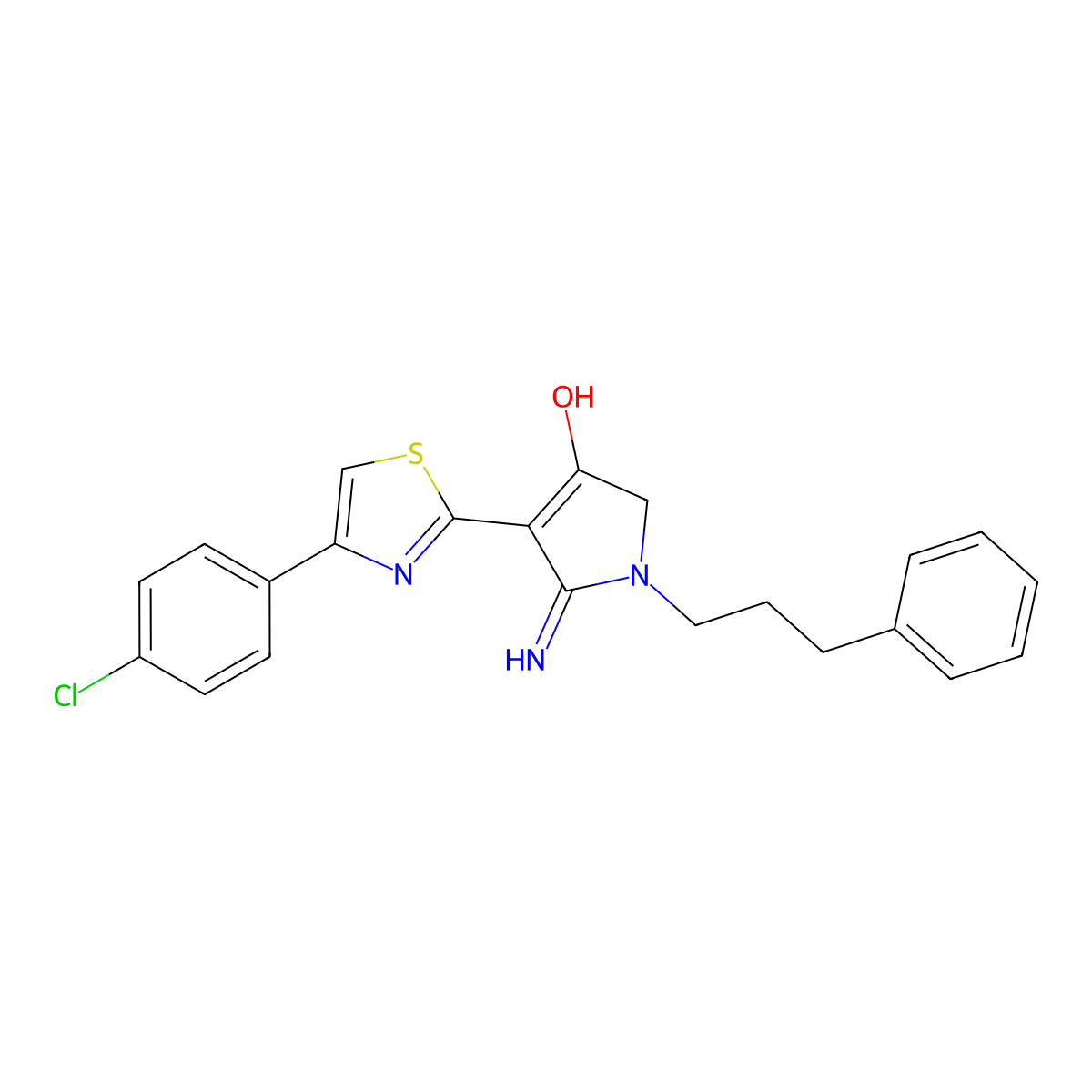 5-amino-4-[4-(4-chlorophenyl)-1,3-thiazol-2-yl]-1-(3-phenylpropyl)-1,2-dihydro-3H-pyrrol-3-one molecular structure, CAS 380446-35-5