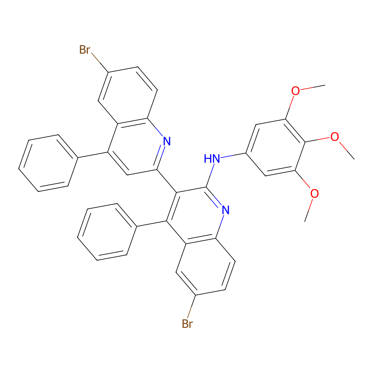 6-bromo-3-(6-bromo-4-phenylquinolin-2-yl)-4-phenyl-N-(3,4,5-trimethoxyphenyl)quinolin-2-amine molecular structure, CAS 380446-40-2