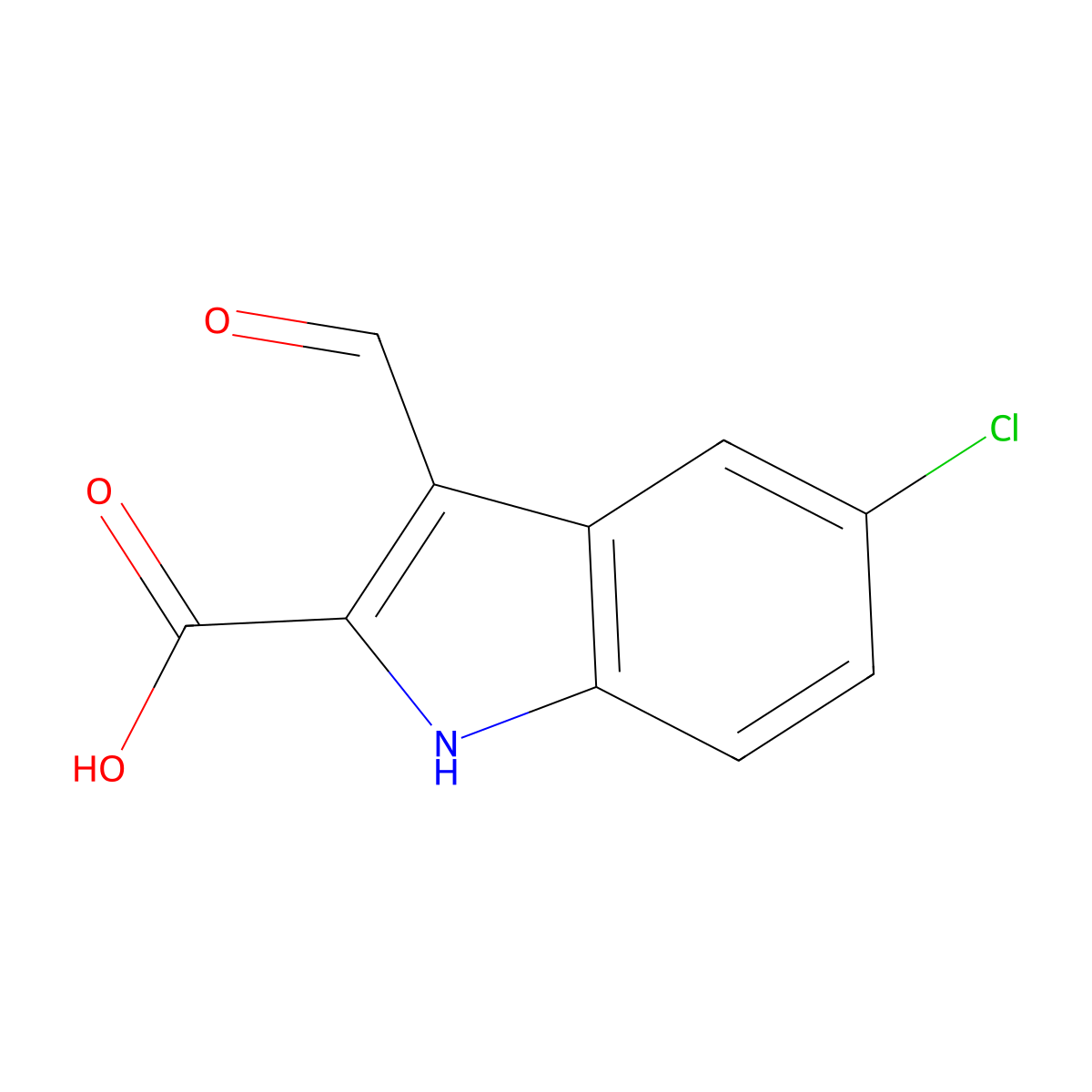 5-chloro-3-formyl-1H-indole-2-carboxylic acid molecular structure, CAS 380448-07-7