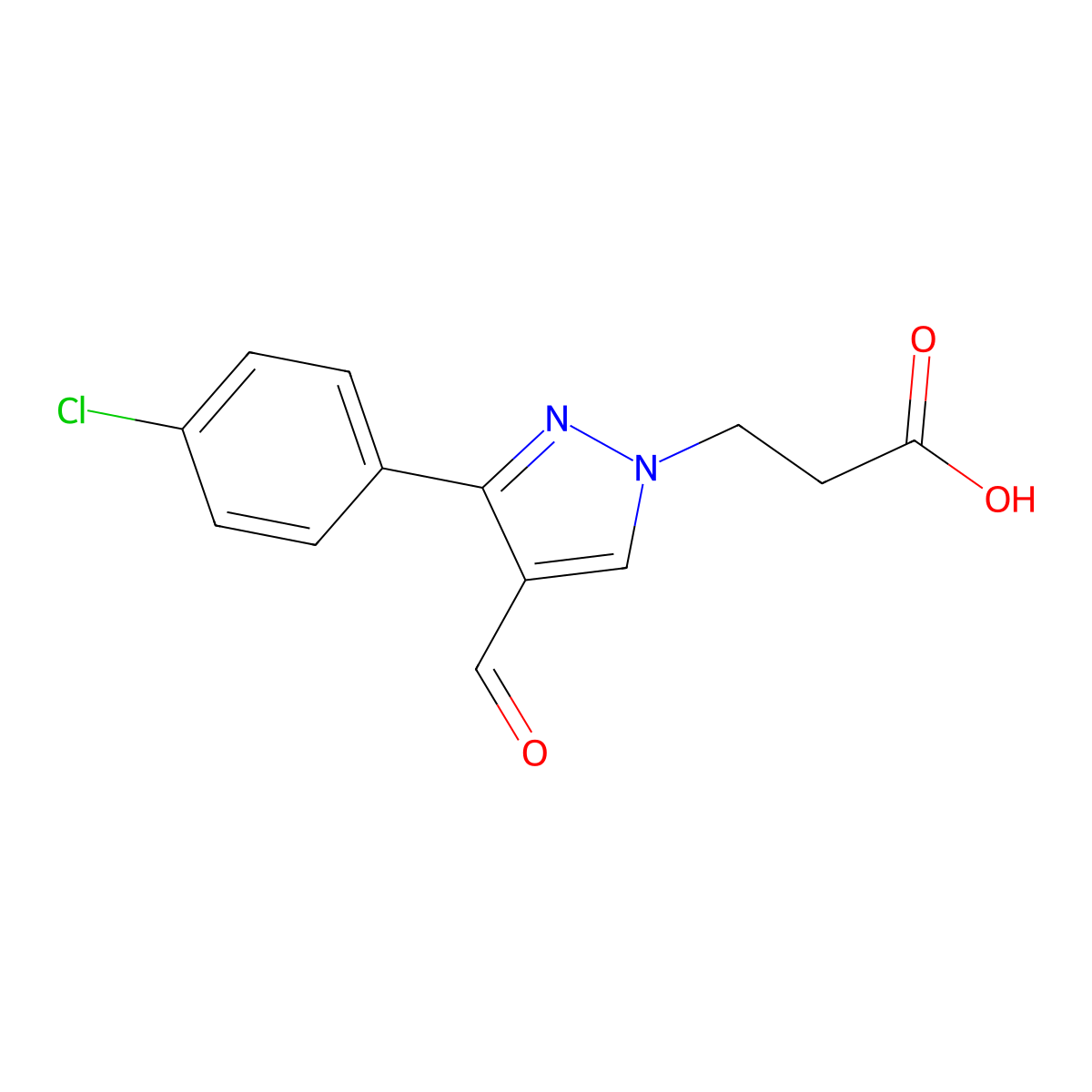 3-[3-(4-Chlorophenyl)-4-formylpyrazolyl]propanoic acid molecular structure, CAS 380449-83-2