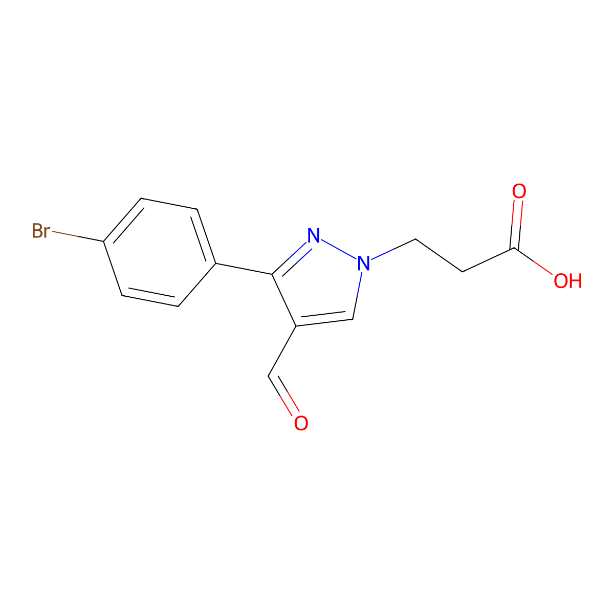 3-[3-(4-Bromophenyl)-4-formylpyrazol-1-yl]propanoic acid molecular structure, CAS 380449-85-4