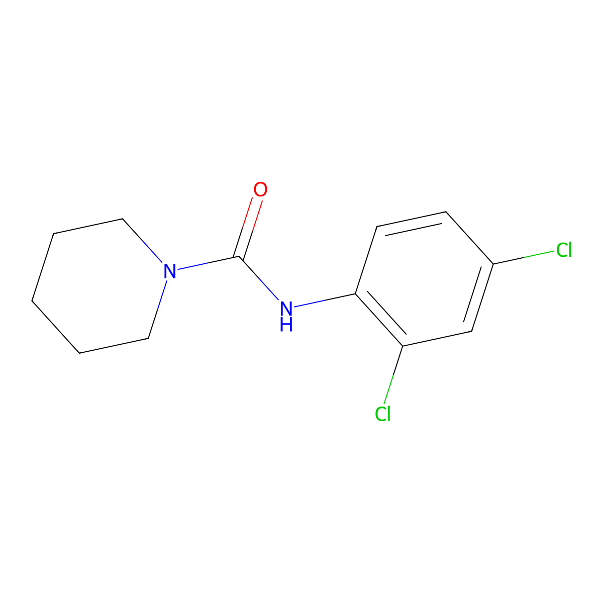1-(N-(2,4-Dichlorophenyl)carbamoyl)piperidine molecular structure, CAS 38045-00-0