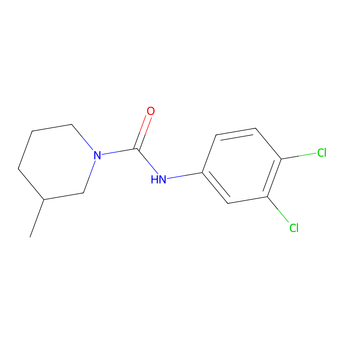 1-(N-(3,4-Dichlorophenyl)carbamoyl)-3-methylpiperidine molecular structure, CAS 38045-04-4