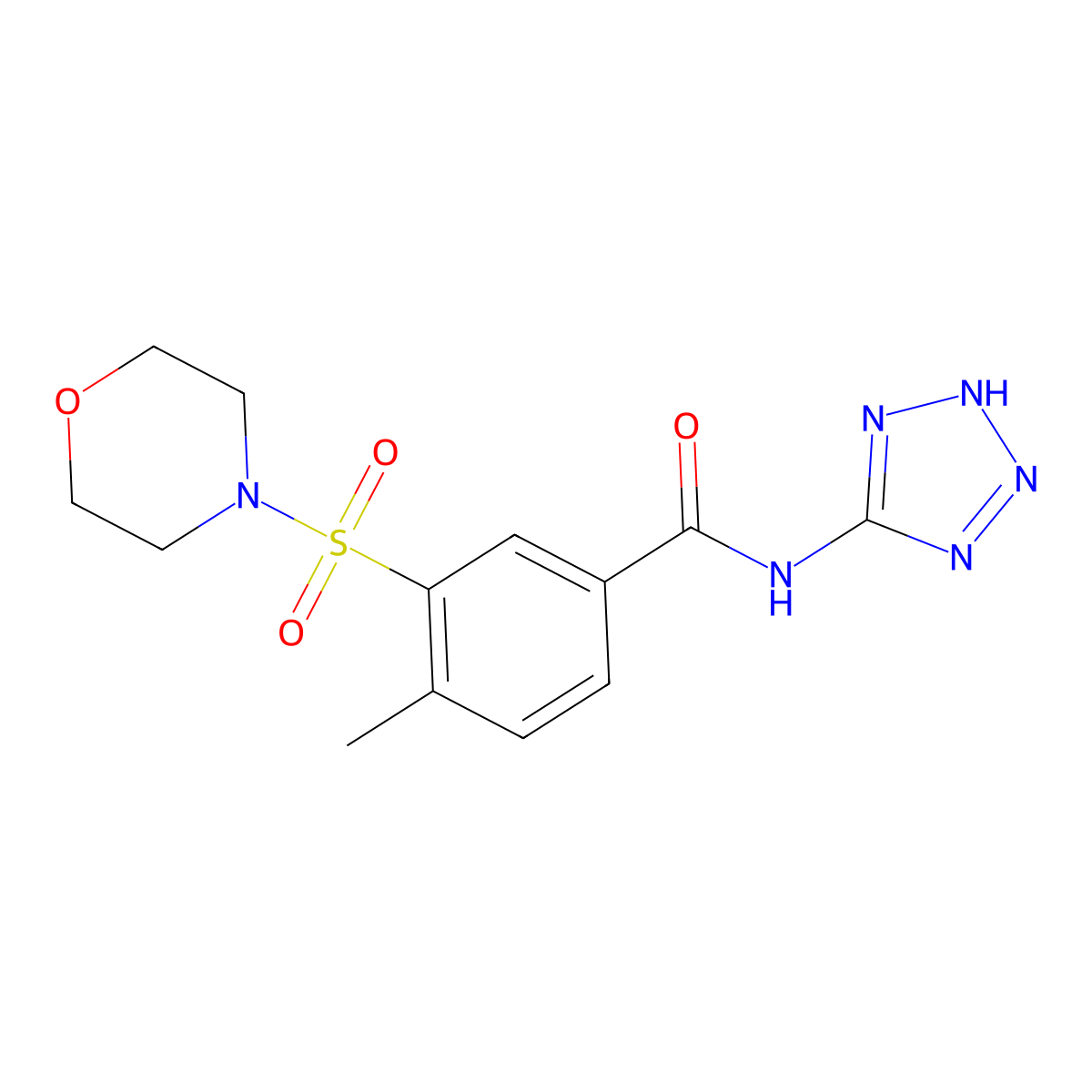 4-methyl-3-morpholin-4-ylsulfonyl-N-(2H-tetrazol-5-yl)benzamide molecular structure, CAS 380451-19-4
