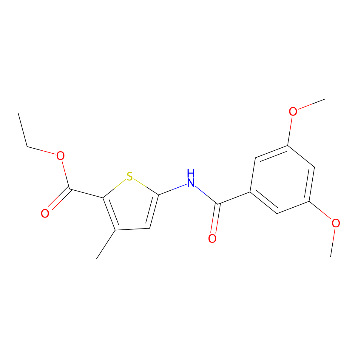Ethyl 5-(3,5-dimethoxybenzamido)-3-methylthiophene-2-carboxylate molecular structure, CAS 380451-37-6