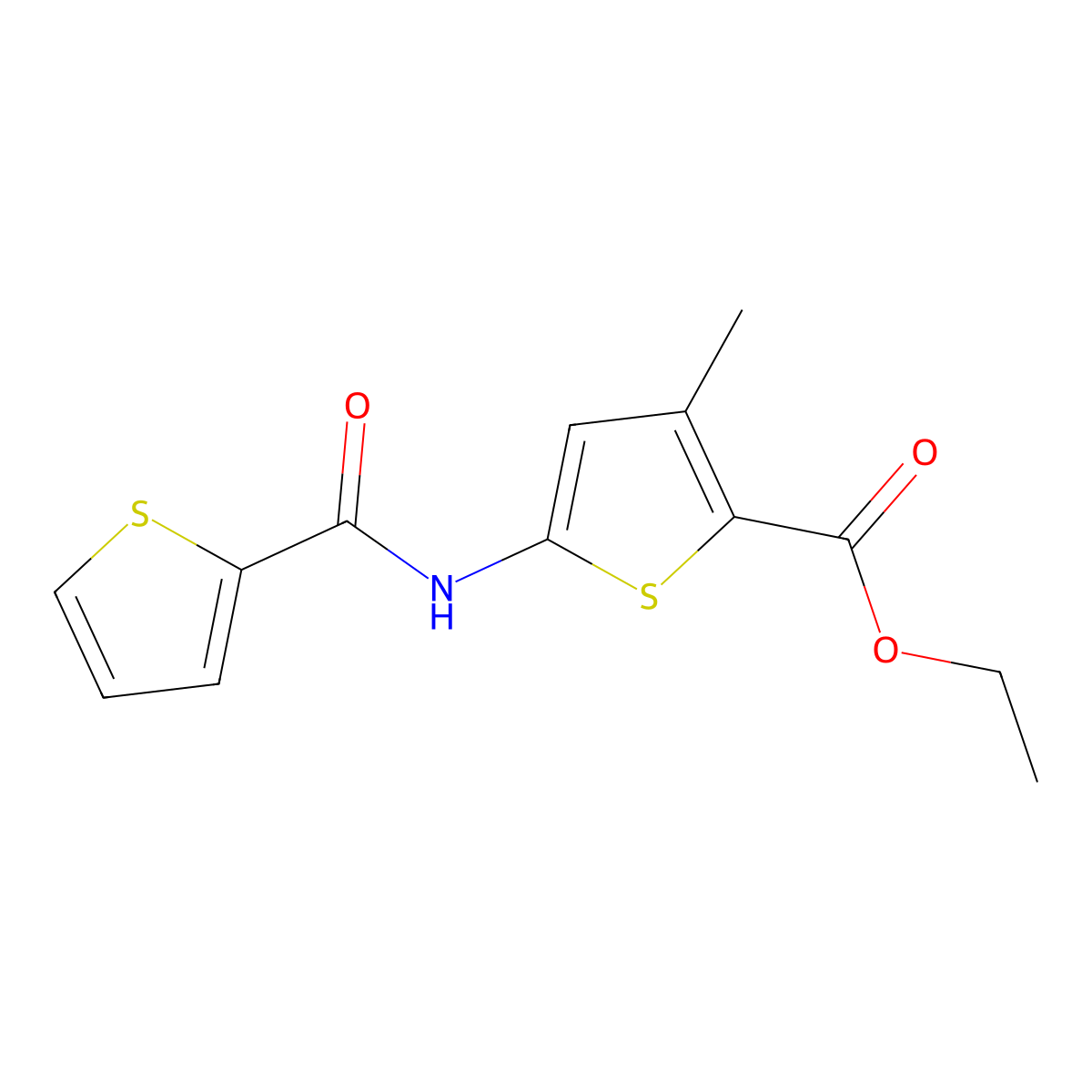 Ethyl 3-methyl-5-(thiophene-2-carboxamido)thiophene-2-carboxylate molecular structure, CAS 380451-48-9