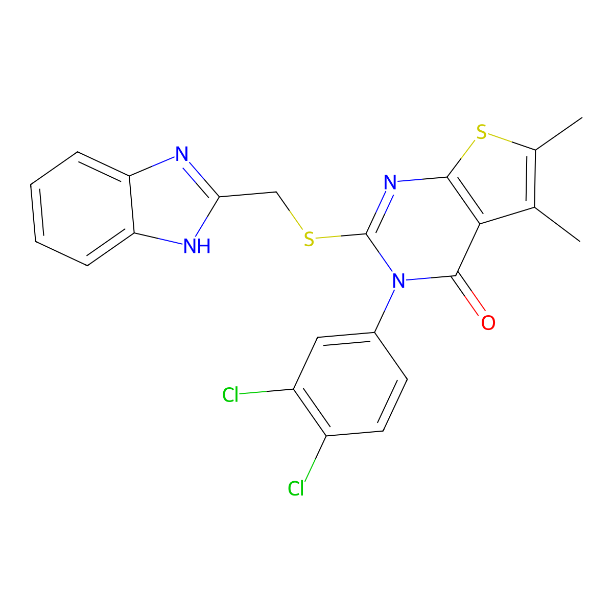 2-[(1H-benzimidazol-2-ylmethyl)sulfanyl]-3-(3,4-dichlorophenyl)-5,6-dimethylthieno[2,3-d]pyrimidin-4(3H)-one molecular structure, CAS 380452-92-6