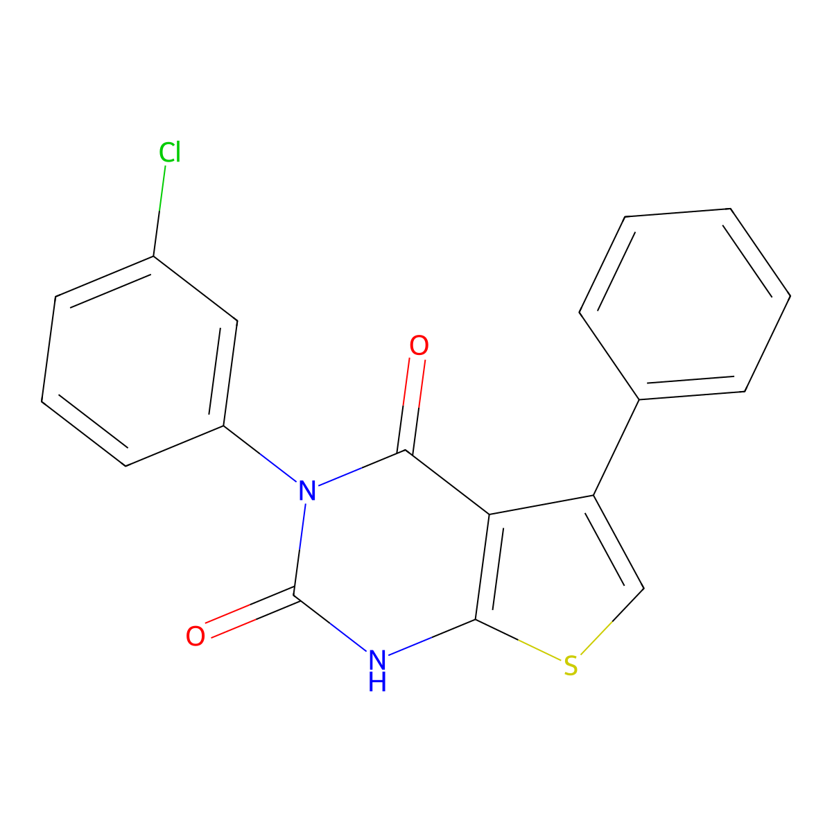 3-(3-chlorophenyl)-5-phenylthieno[2,3-d]pyrimidine-2,4(1H,3H)-dione molecular structure, CAS 380452-95-9