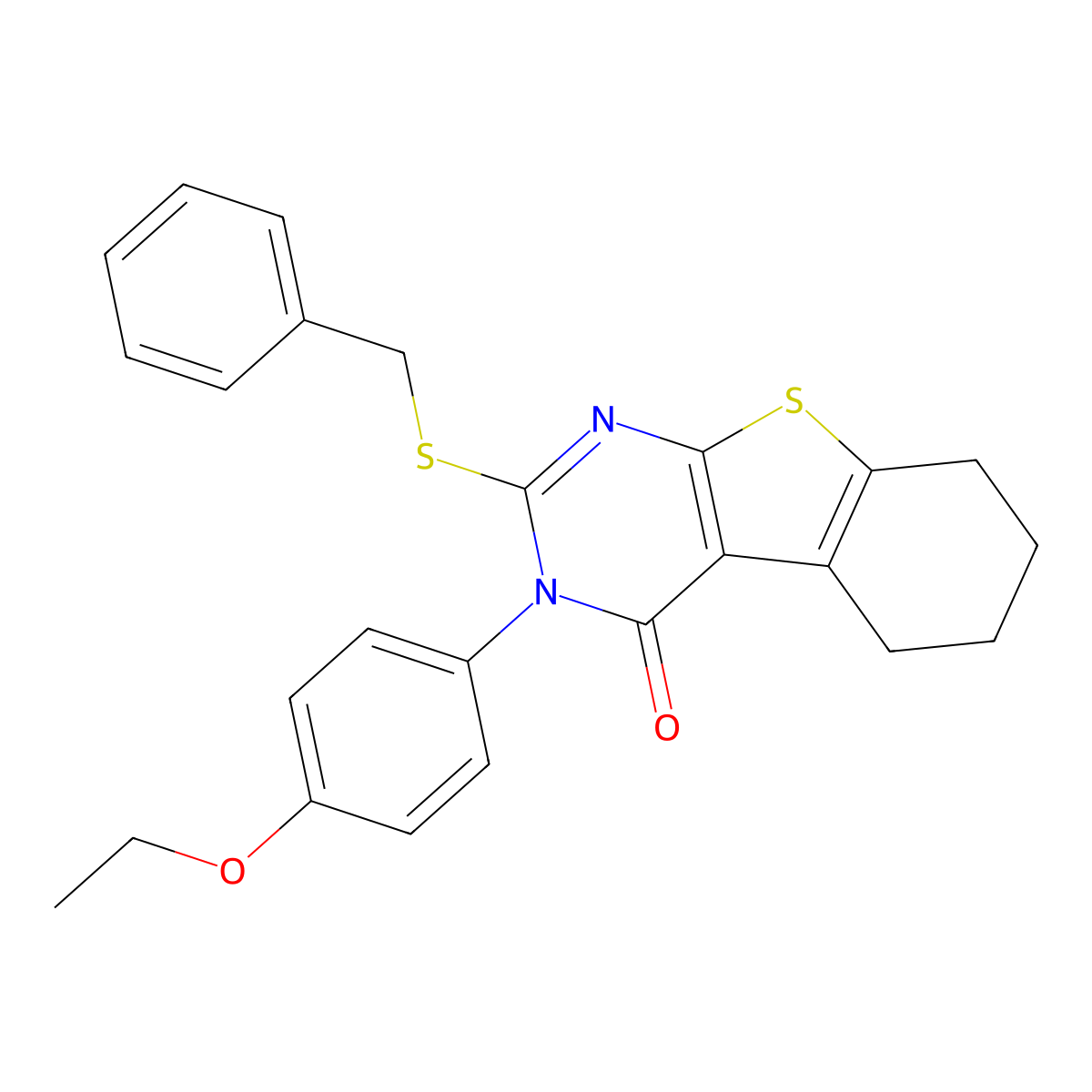 2-(benzylsulfanyl)-3-(4-ethoxyphenyl)-5,6,7,8-tetrahydro[1]benzothieno[2,3-d]pyrimidin-4(3H)-one molecular structure, CAS 380452-96-0