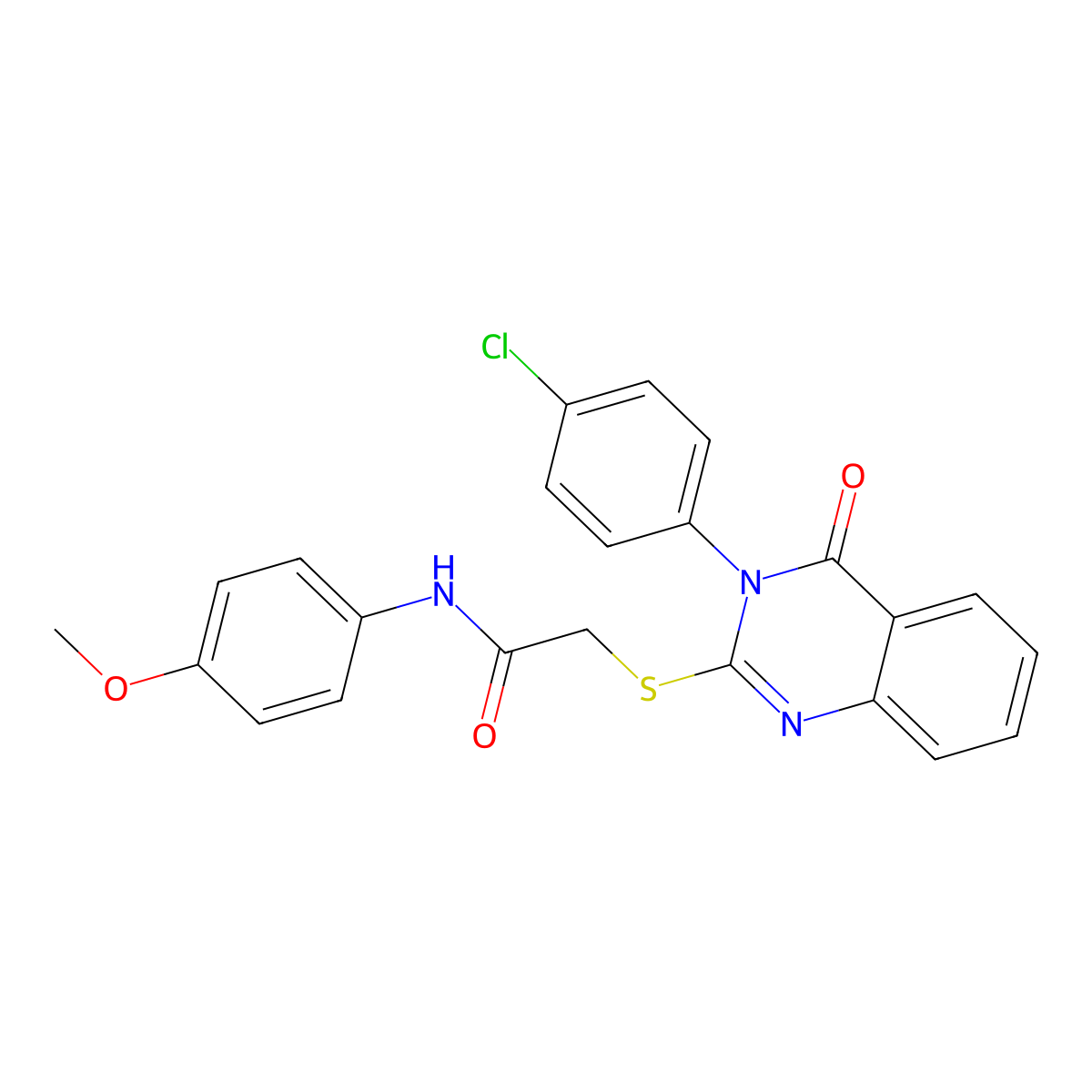 2-((3-(4-CL-PH)-4-Oxo-3,4-dihydro-2-quinazolinyl)thio)-N-(4-meo-PH)acetamide molecular structure, CAS 380452-98-2
