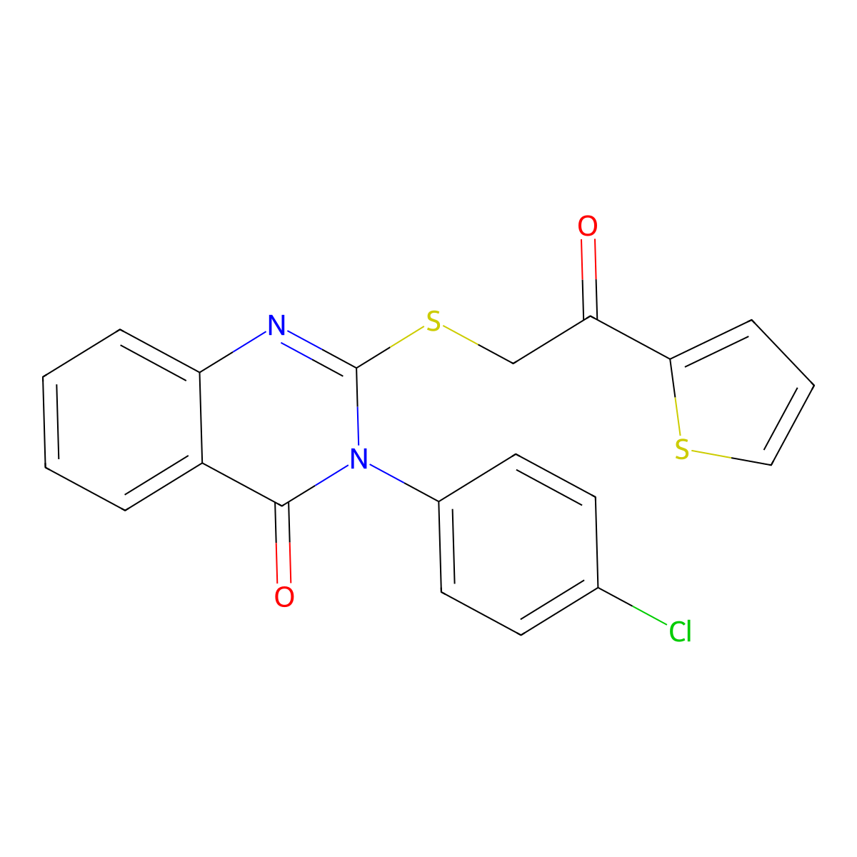 3-(4-Chlorophenyl)-2-(2-oxo-2-thiophen-2-ylethyl)sulfanylquinazolin-4-one molecular structure, CAS 380453-15-6