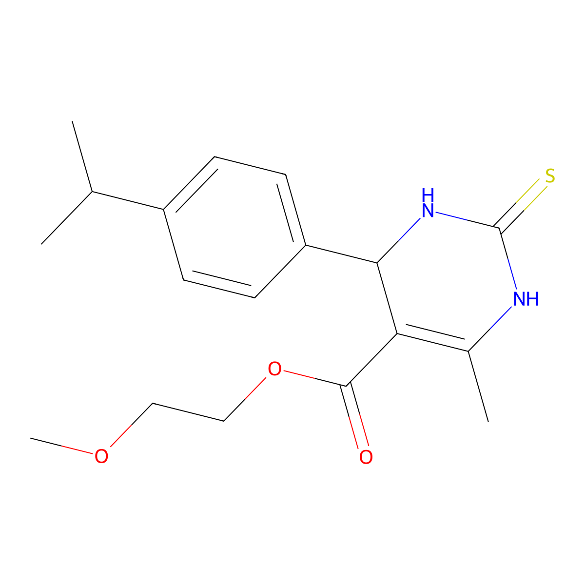 2-Methoxyethyl 4-methyl-6-[4-(propan-2-yl)phenyl]-2-sulfanyl-1,6-dihydropyrimidine-5-carboxylate molecular structure, CAS 380453-17-8