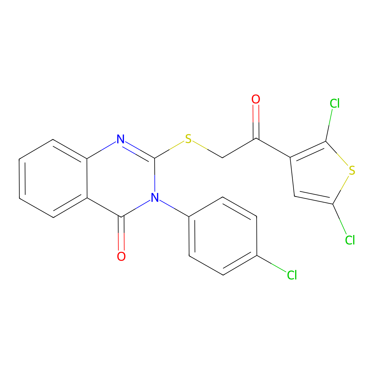 3-(4-Chlorophenyl)-2-[2-(2,5-dichlorothiophen-3-yl)-2-oxoethyl]sulfanylquinazolin-4-one molecular structure, CAS 380453-23-6