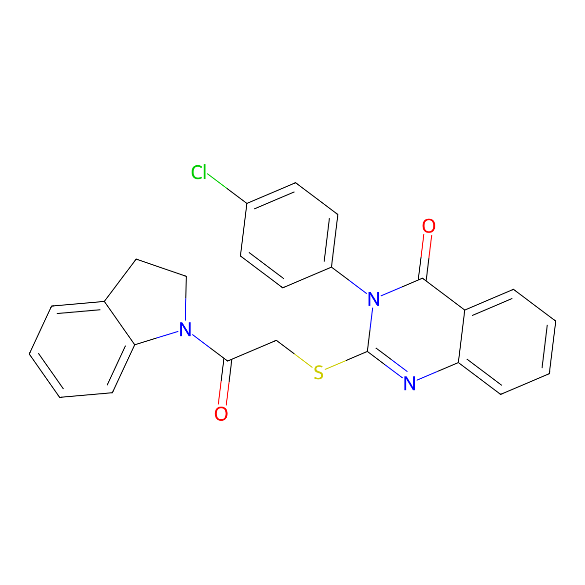 3-(4-chlorophenyl)-2-{[2-(2,3-dihydro-1H-indol-1-yl)-2-oxoethyl]sulfanyl}quinazolin-4(3H)-one molecular structure, CAS 380453-24-7