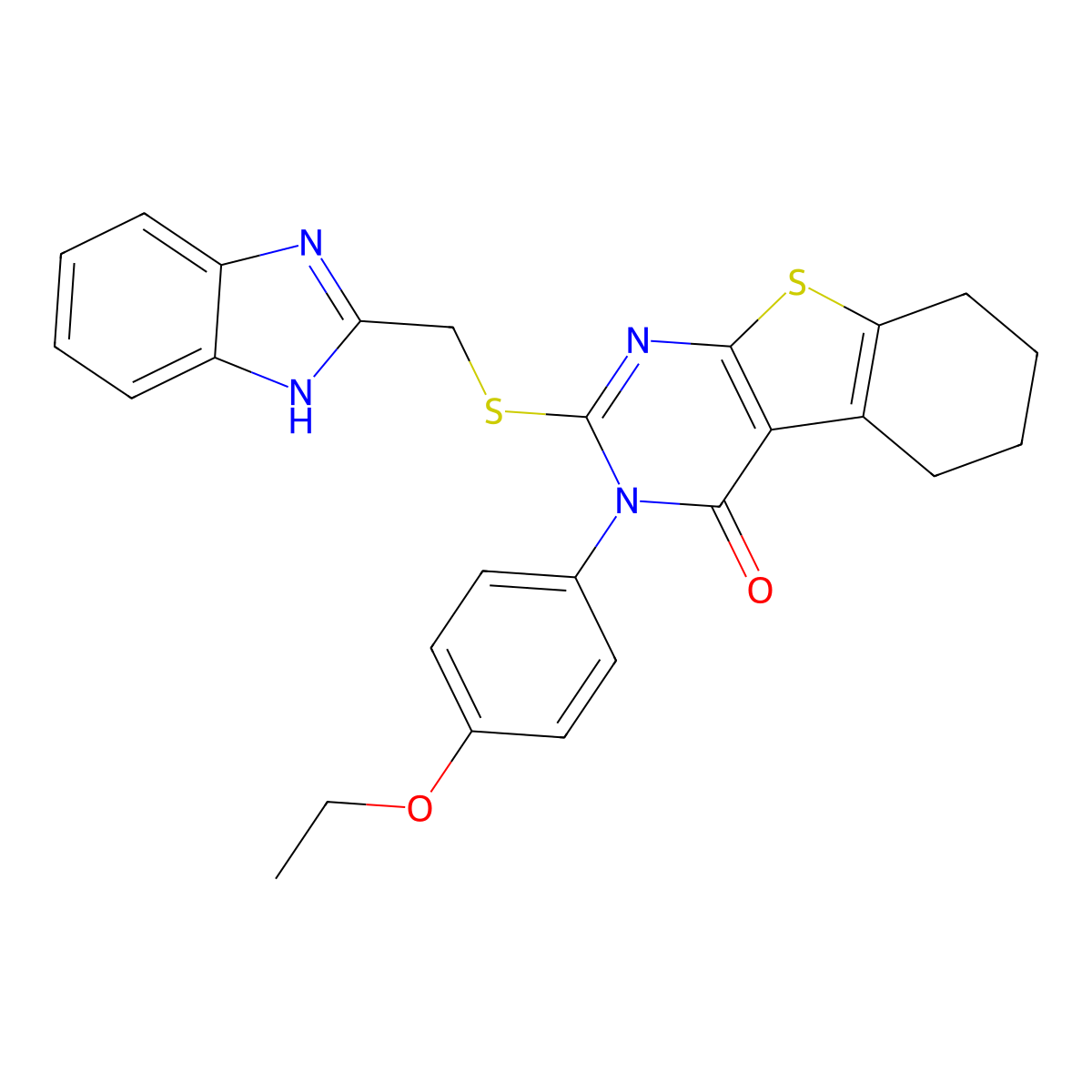 2-[(1H-benzimidazol-2-ylmethyl)sulfanyl]-3-(4-ethoxyphenyl)-5,6,7,8-tetrahydro[1]benzothieno[2,3-d]pyrimidin-4(3H)-one molecular structure, CAS 380453-35-0