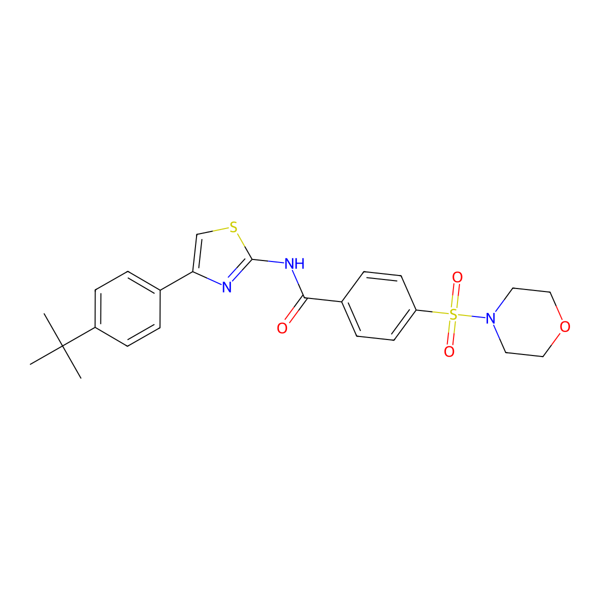 N-[4-(4-tert-butylphenyl)-1,3-thiazol-2-yl]-4-(morpholine-4-sulfonyl)benzamide molecular structure, CAS 380453-39-4
