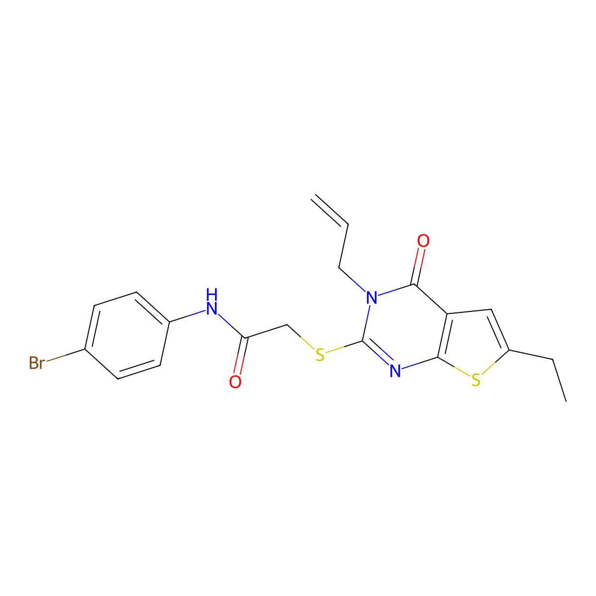 2-((3-allyl-6-ethyl-4-oxo-3,4-dihydrothieno[2,3-d]pyrimidin-2-yl)thio)-N-(4-bromophenyl)acetamide molecular structure, CAS 380453-42-9