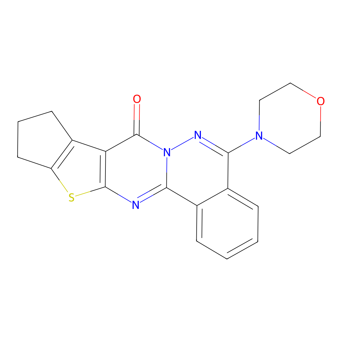 5-morpholino-10,11-dihydrocyclopenta[4',5']thieno[2',3':4,5]pyrimido[2,1-a]phthalazin-8(9H)-one molecular structure, CAS 380453-55-4