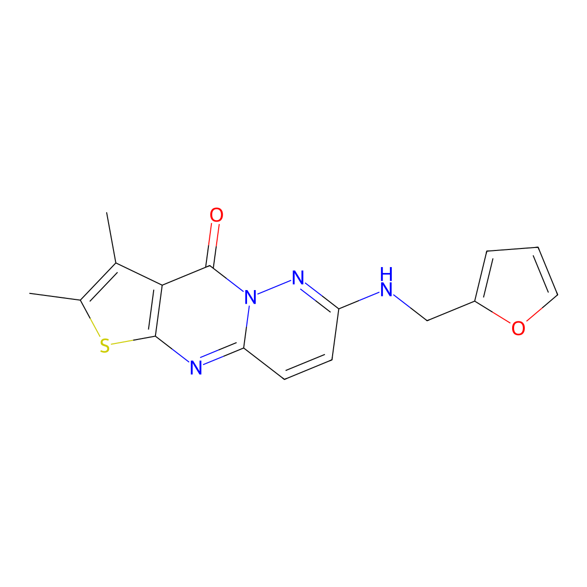 7-(2-Furanylmethylamino)-2,3-dimethyl-4-thieno[1,2]pyrimido[4,5-b]pyridazinone molecular structure, CAS 380453-66-7