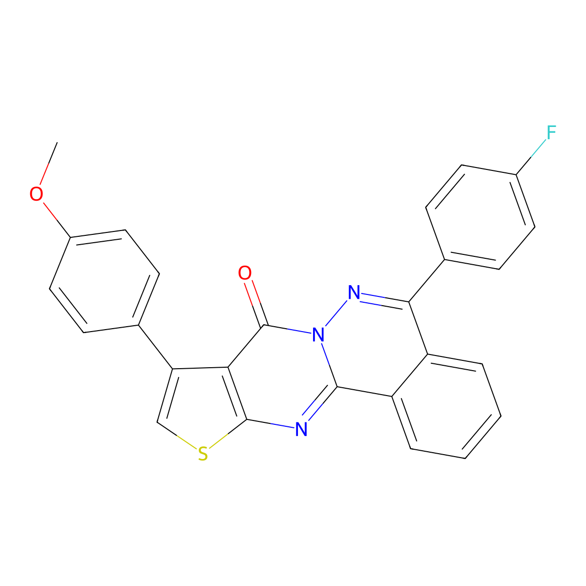 5-(4-fluorophenyl)-9-(4-methoxyphenyl)-8H-thieno[2',3':4,5]pyrimido[2,1-a]phthalazin-8-one molecular structure, CAS 380453-72-5