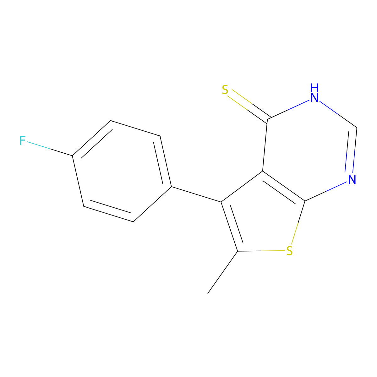 5-(4-fluorophenyl)-6-methylthieno[2,3-d]pyrimidine-4(3H)-thione molecular structure, CAS 380453-77-0