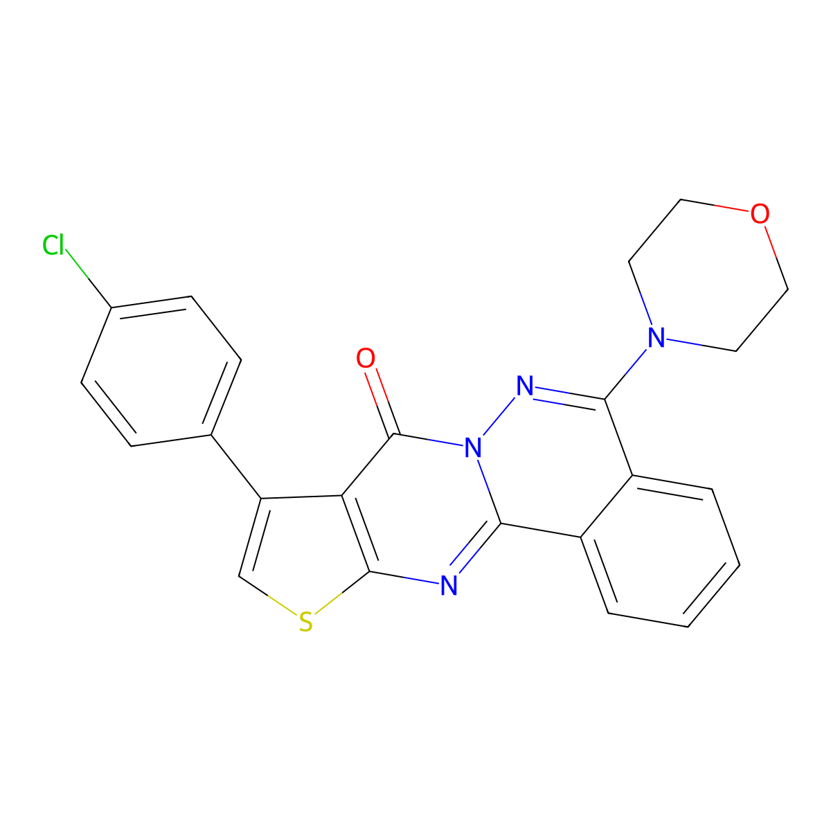 9-(4-chlorophenyl)-5-(4-morpholinyl)-8H-thieno[2',3':4,5]pyrimido[2,1-a]phthalazin-8-one molecular structure, CAS 380453-79-2