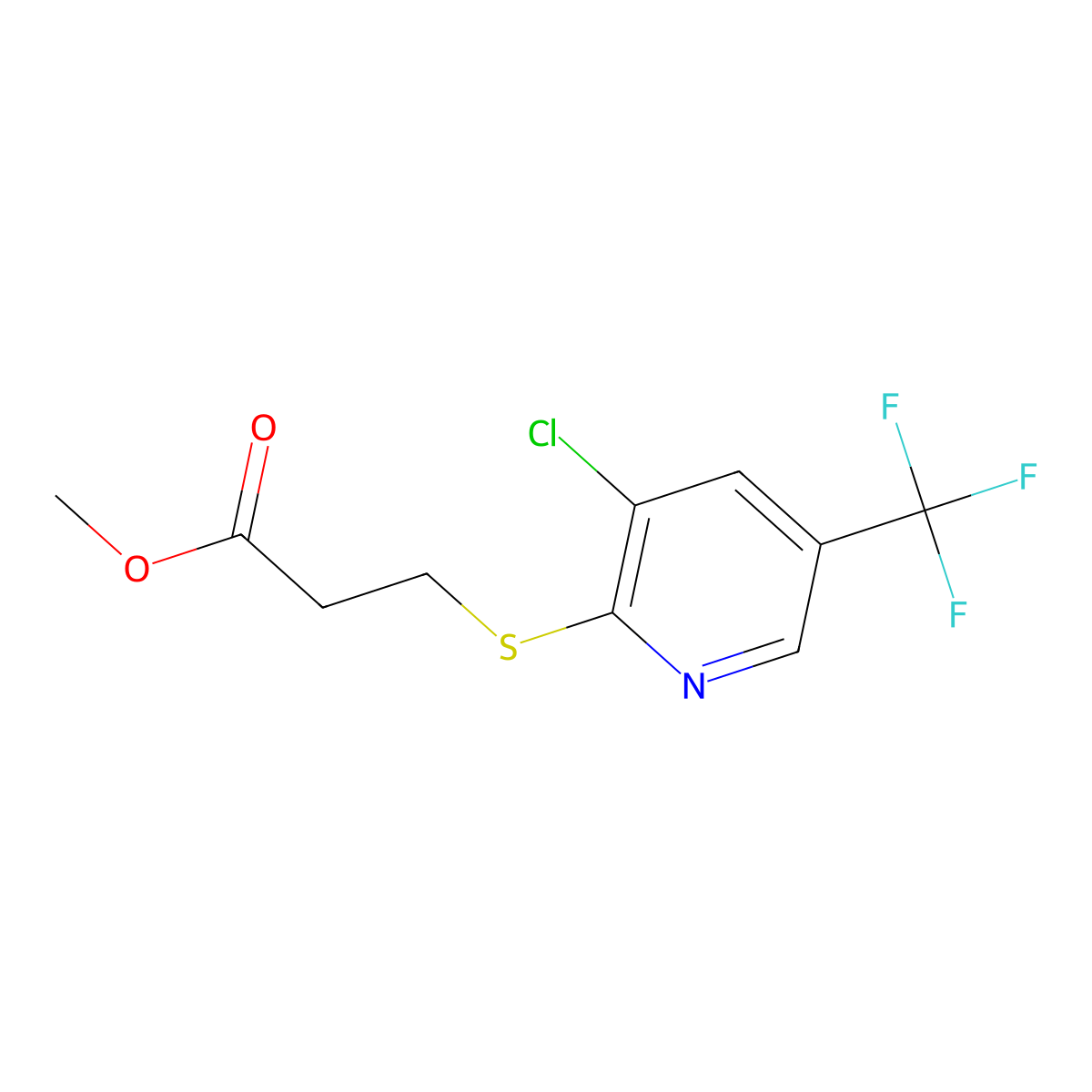 Methyl 3-{[3-chloro-5-(trifluoromethyl)pyridin-2-yl]sulfanyl}propanoate molecular structure, CAS 380453-90-7