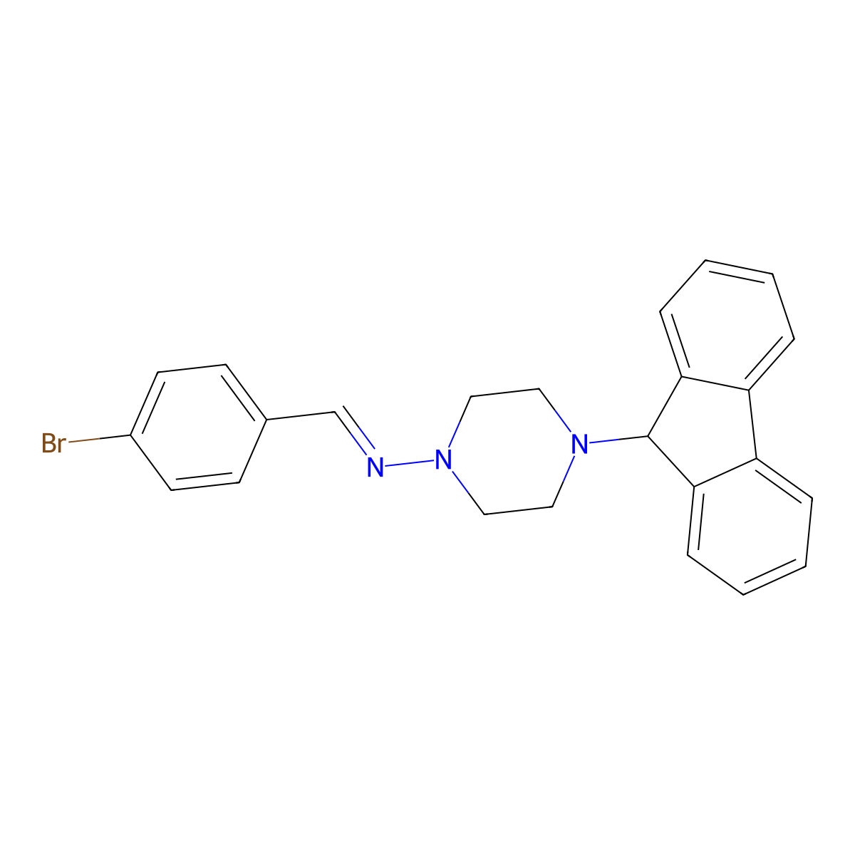 1-(4-bromophenyl)-N-[4-(9H-fluoren-9-yl)piperazin-1-yl]methanimine molecular structure, CAS 380454-26-2
