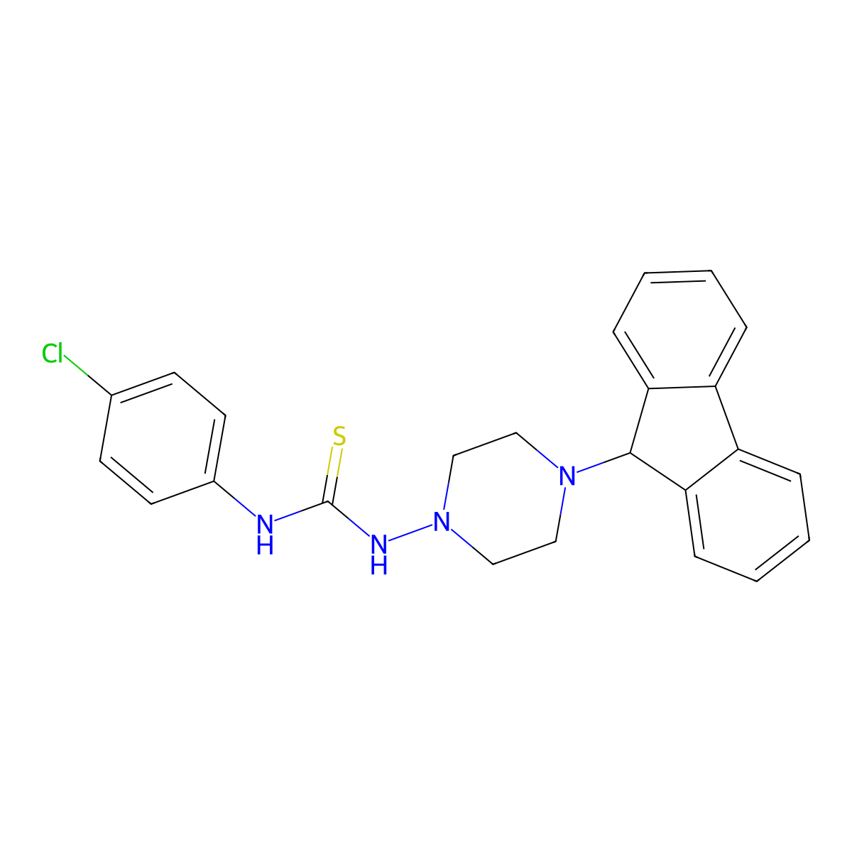 1-(4-chlorophenyl)-3-[4-(9H-fluoren-9-yl)piperazin-1-yl]thiourea molecular structure, CAS 380454-40-0