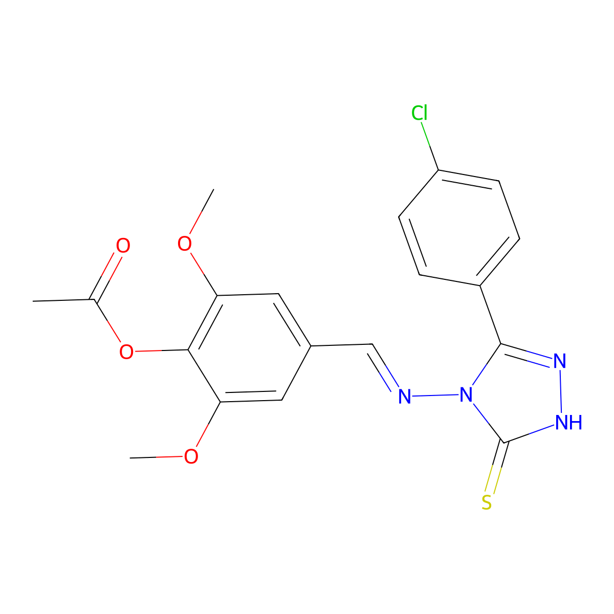 4-({[3-(4-chlorophenyl)-5-sulfanyl-4H-1,2,4-triazol-4-yl]imino}methyl)-2,6-dimethoxyphenyl acetate molecular structure, CAS 380454-43-3