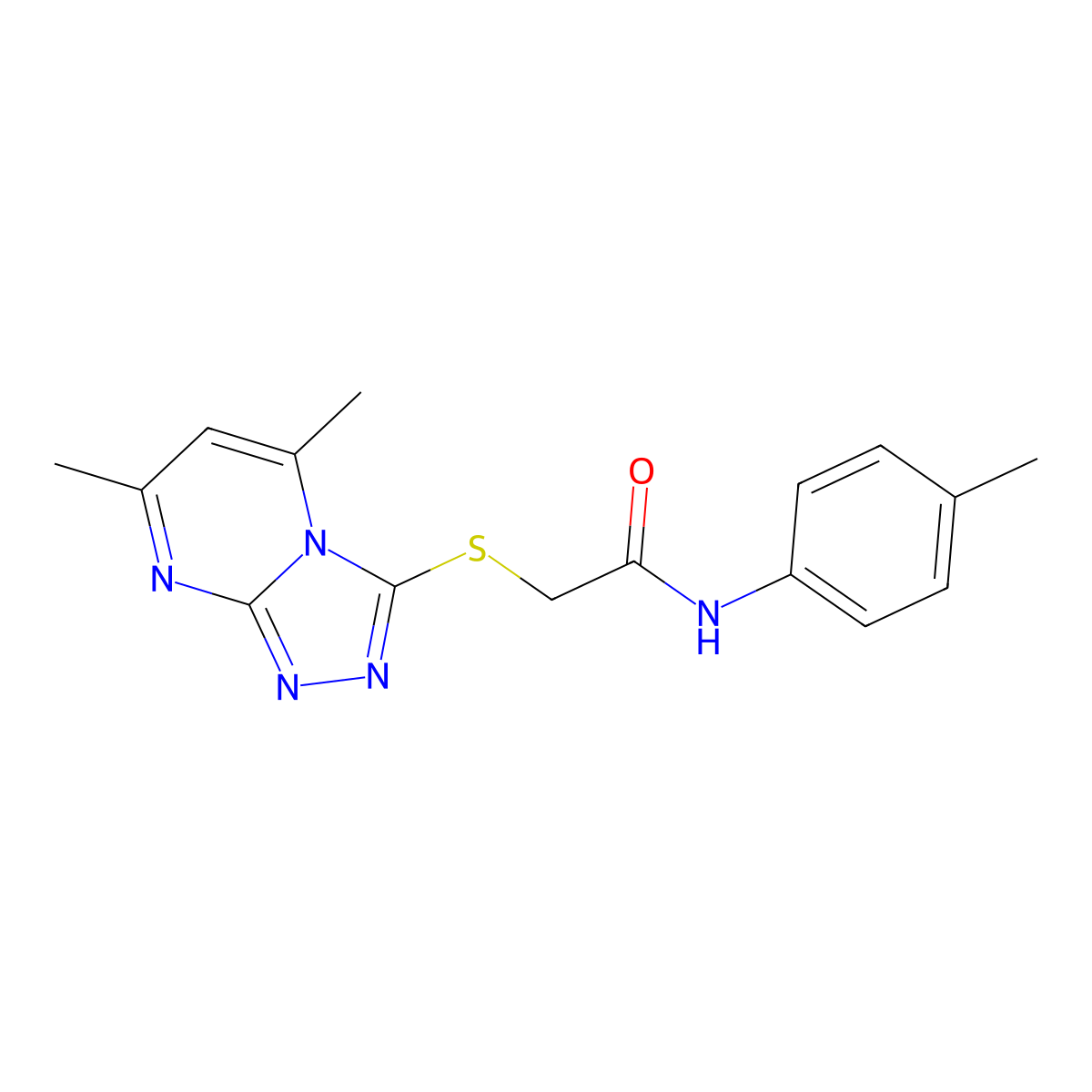 2-[(5,7-dimethyl-[1,2,4]triazolo[4,3-a]pyrimidin-3-yl)sulfanyl]-N-(4-methylphenyl)acetamide molecular structure, CAS 380454-57-9