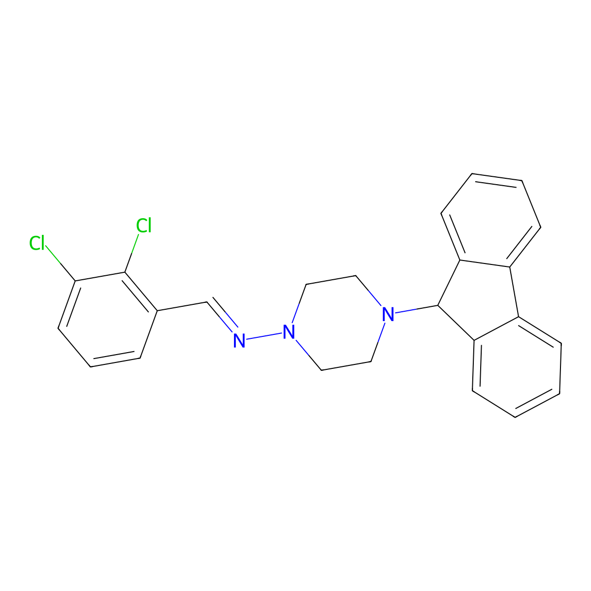 1-(2,3-dichlorophenyl)-N-[4-(9H-fluoren-9-yl)piperazin-1-yl]methanimine molecular structure, CAS 380454-84-2