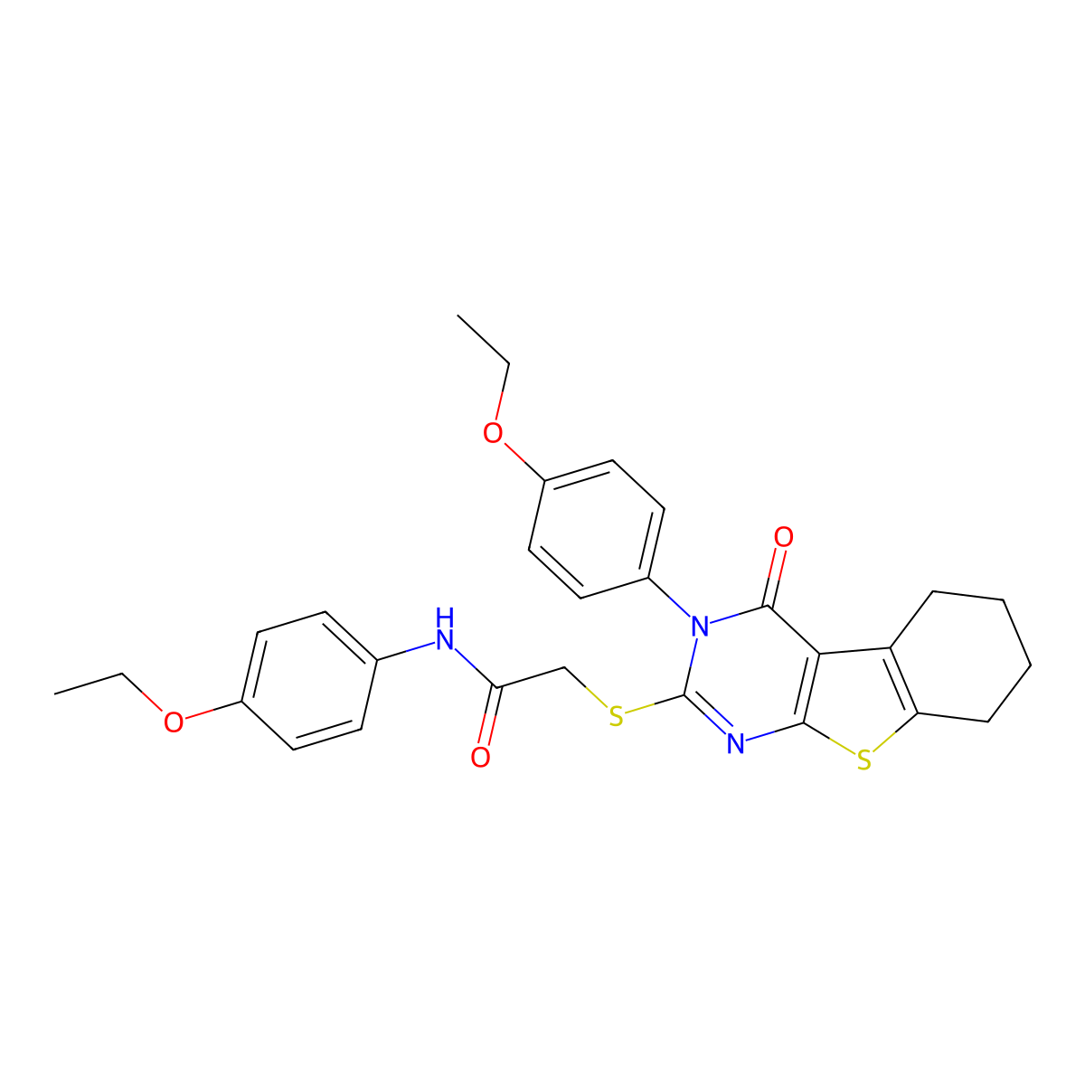 N-(4-ethoxyphenyl)-2-{[3-(4-ethoxyphenyl)-4-oxo-3,4,5,6,7,8-hexahydro[1]benzothieno[2,3-d]pyrimidin-2-yl]sulfanyl}acetamide molecular structure, CAS 380454-89-7