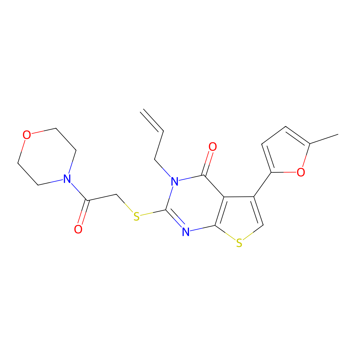3-allyl-5-(5-methylfuran-2-yl)-2-((2-morpholino-2-oxoethyl)thio)thieno[2,3-d]pyrimidin-4(3H)-one molecular structure, CAS 380455-02-7