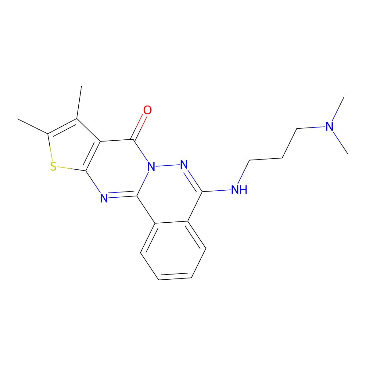 5-{[3-(dimethylamino)propyl]amino}-9,10-dimethyl-8H-thieno[2',3':4,5]pyrimido[2,1-a]phthalazin-8-one molecular structure, CAS 380455-04-9