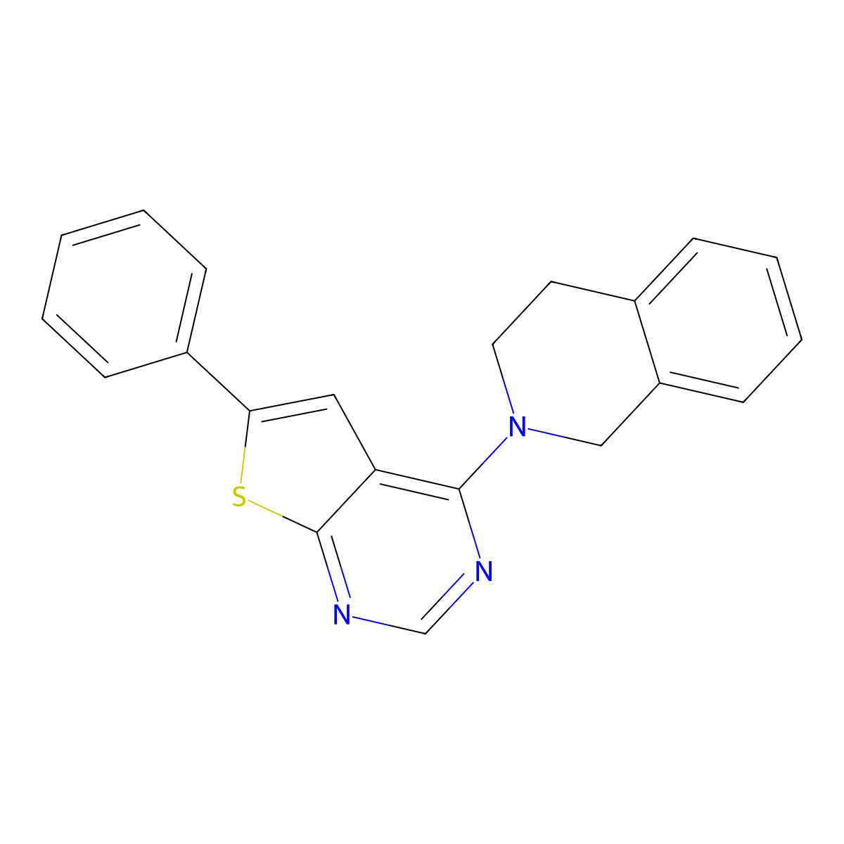 2-{6-Phenylthieno[2,3-d]pyrimidin-4-yl}-1,2,3,4-tetrahydroisoquinoline molecular structure, CAS 380455-12-9