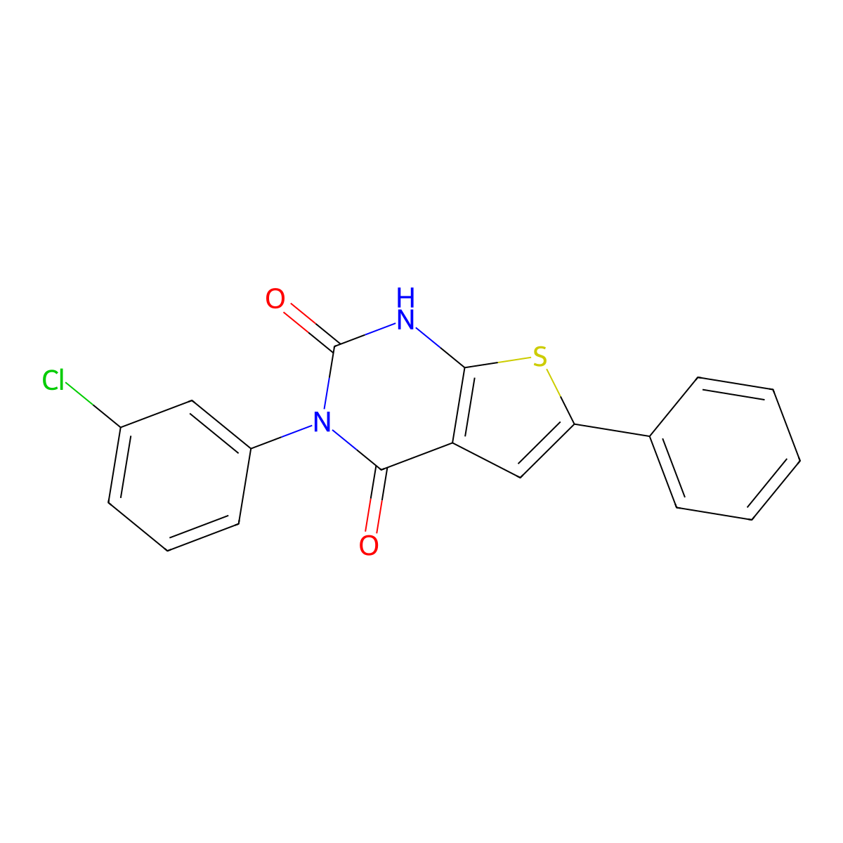 3-(3-chlorophenyl)-6-phenylthieno[2,3-d]pyrimidine-2,4(1H,3H)-dione molecular structure, CAS 380455-17-4