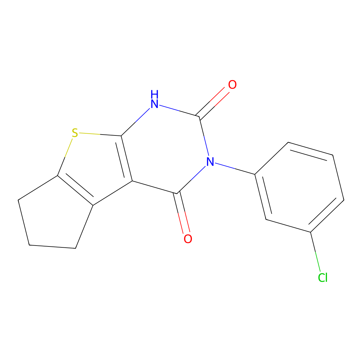 3-(3-chlorophenyl)-6,7-dihydro-1H-cyclopenta[4,5]thieno[2,3-d]pyrimidine-2,4(3H,5H)-dione molecular structure, CAS 380455-22-1