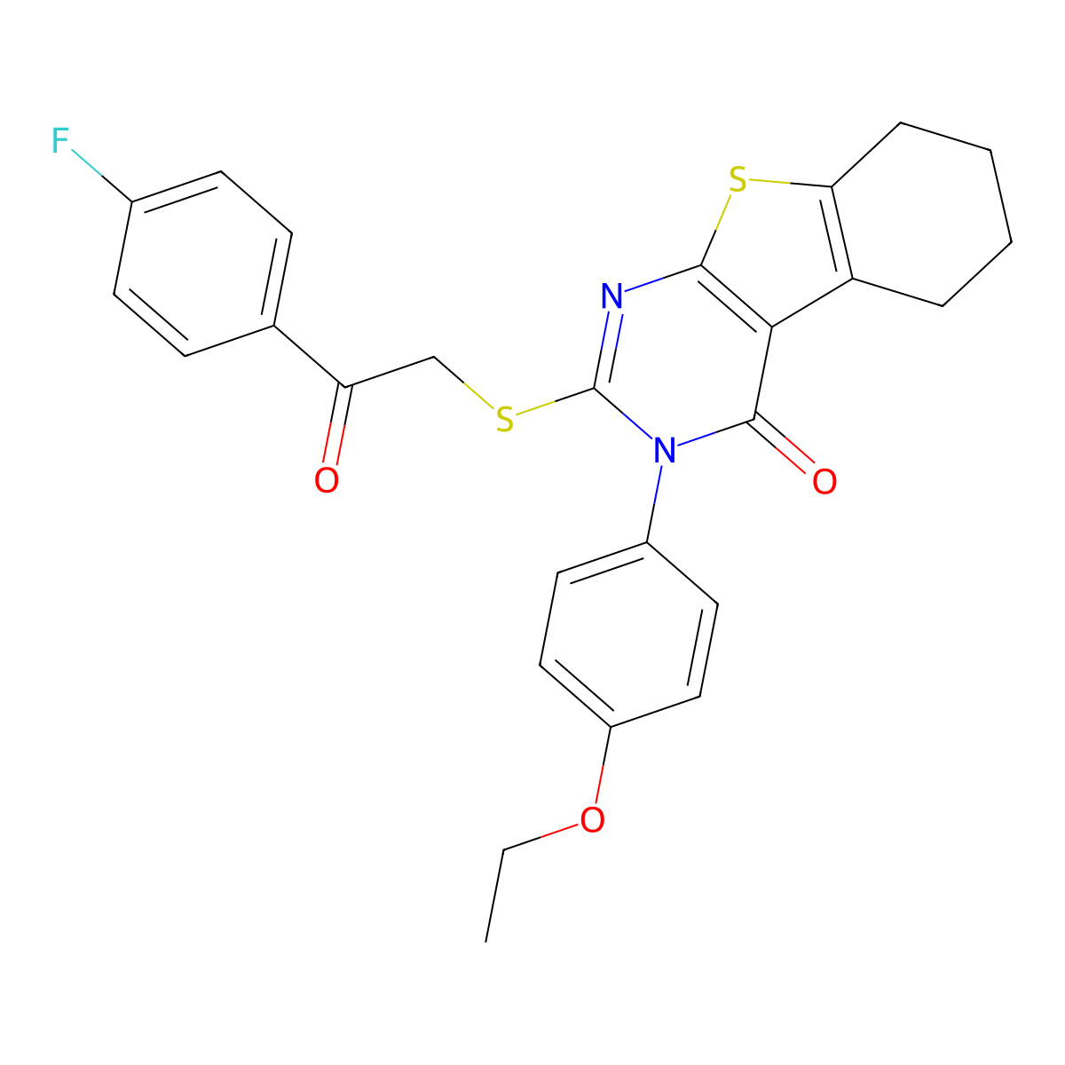 3-(4-ethoxyphenyl)-2-{[2-(4-fluorophenyl)-2-oxoethyl]sulfanyl}-5,6,7,8-tetrahydro[1]benzothieno[2,3-d]pyrimidin-4(3H)-one molecular structure, CAS 380455-23-2