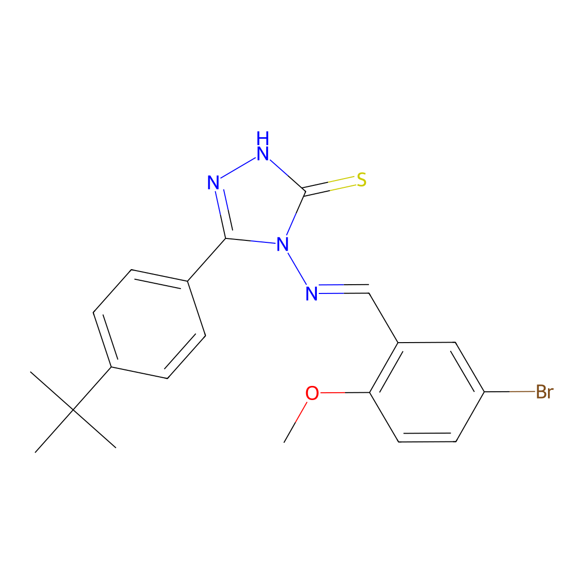 4-[(5-bromo-2-methoxybenzylidene)amino]-5-(4-tert-butylphenyl)-4H-1,2,4-triazole-3-thiol molecular structure, CAS 380455-47-0