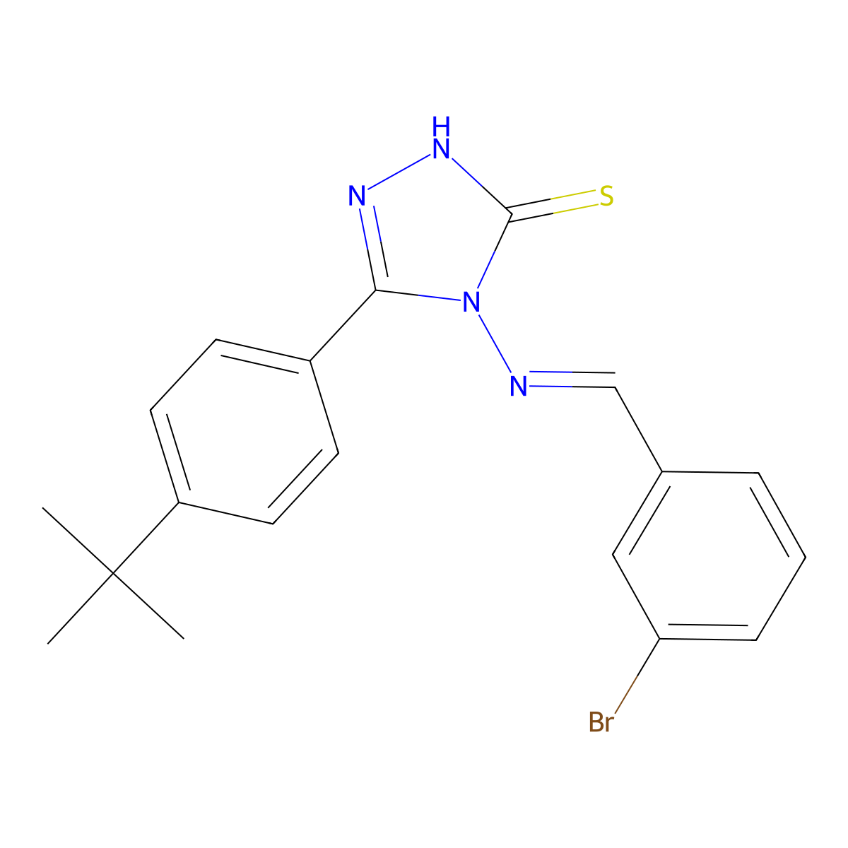 4-[(3-bromobenzylidene)amino]-5-(4-tert-butylphenyl)-4H-1,2,4-triazole-3-thiol molecular structure, CAS 380455-62-9